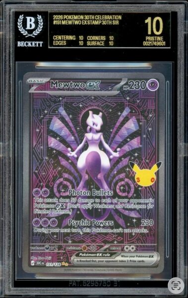 Mewtwo-Mewtu-ex-151-128-30th-Celebration-Pokémon-Karte-BGS-10-Black-Label-Englisch