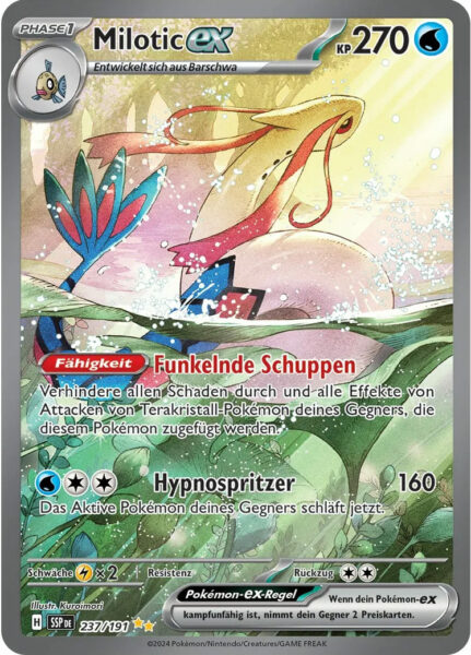 Milotic-ex-237-191-SSP-DE-Karmesin-Purpur-Stürmische-Funken-Special-Illustration-Rare-Pokémon-Karte-Deutsch