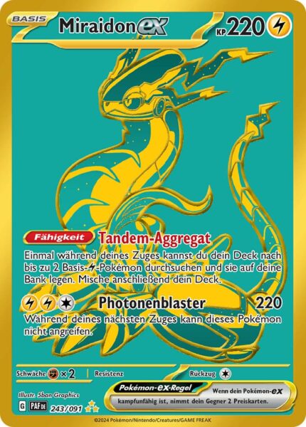 Miraidon-ex-243-091-Paldeas-Schicksale-Shiny-Gold-Schillernde-Full-Art-Hyper-Rare-Pokémon-Karte