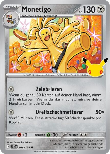 Monetigo-108-128-30C-30-Jahre-Jubiläum-30th-Celebration-Pokémon-Karte-Deutsch