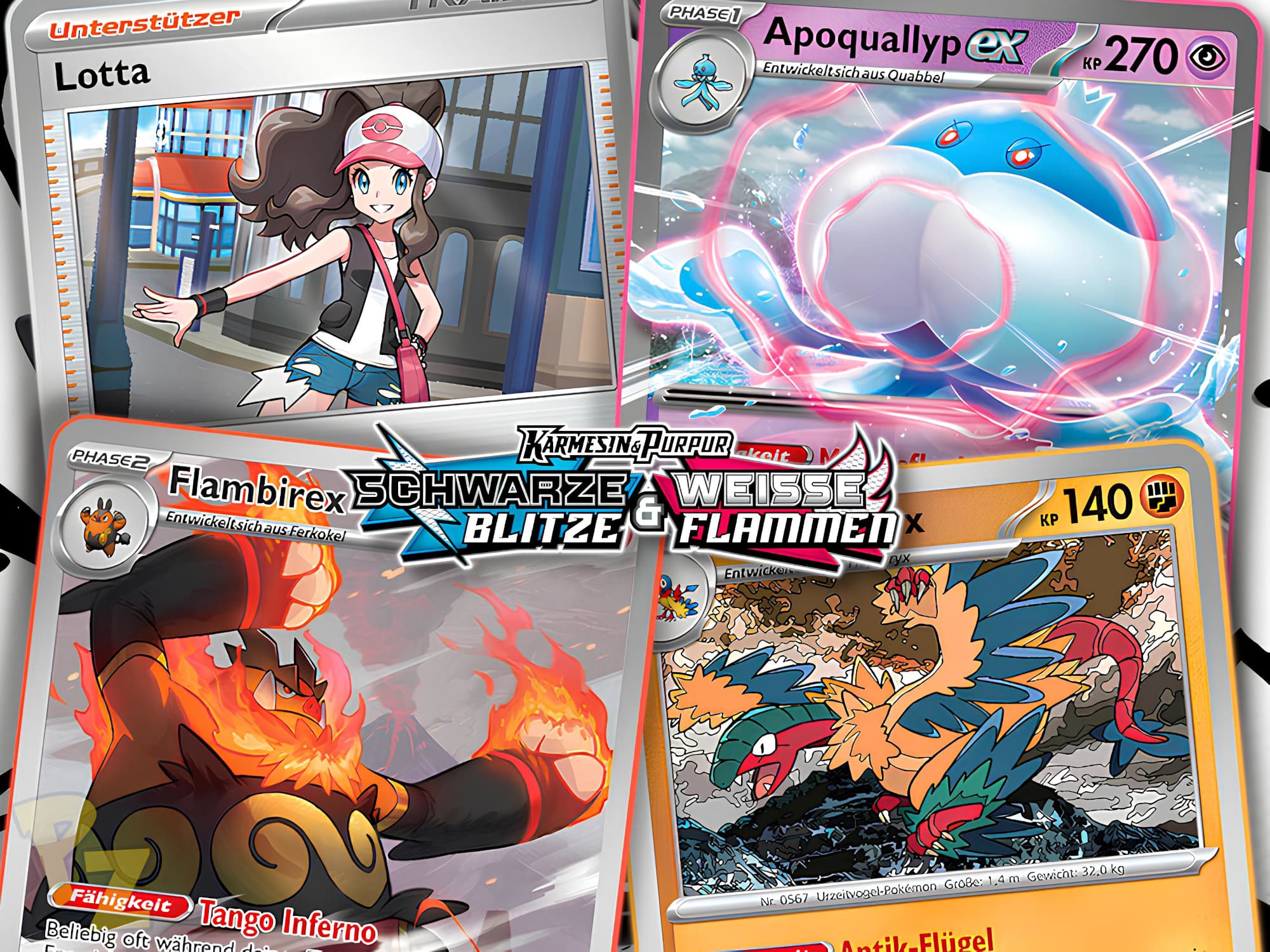 Neue-Pokémon-Karten-Schwarze-Blitze-Weiße-Flammen-Karmesin-Purpur-TCG-Sammelkartenspiel