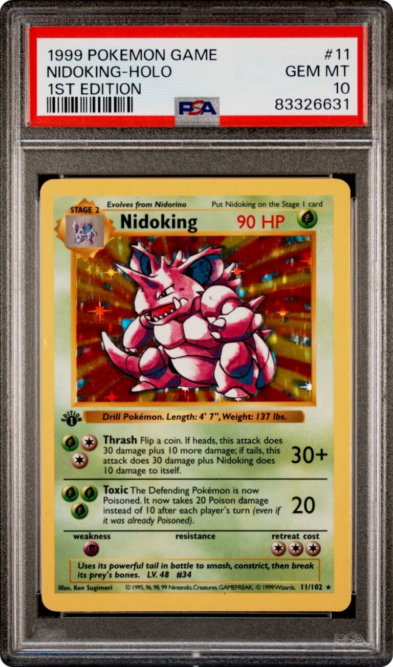 Nidoking-11-102-Base-Set-1st-Edition-Pokémon-Karte-Englisch-PSA-10