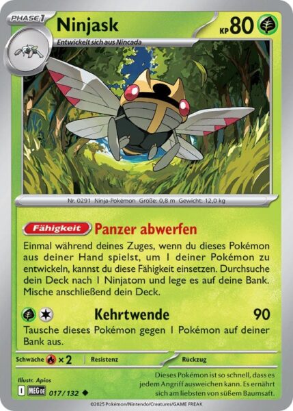 Ninjask-017-132-MEG-DE-Mega-Entwicklung-Pokémon-Karte-Deutsch