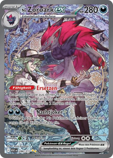 Ns-Zoroark-ex-286-217-ASC-DE-Erhabene-Helden-Illustration-Rare-Pokémon-Karte-Deutsch