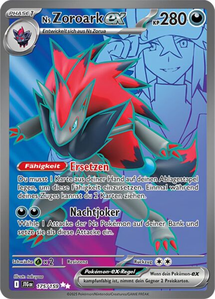 Ns-Zoroark-ex-JTG-DE-175-159-Karmesin-Purpur-Reisegefährten-Full-Art-Pokémon-Karte-Deutsch