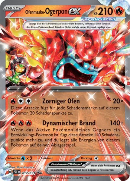 Ofenmaske-Ogerpon-ex-017-131-Prismatische-Entwicklungen-Pokémon-Karte-Deutsch-Karmesin-Purpur-TCG-Sammelkartenspiel
