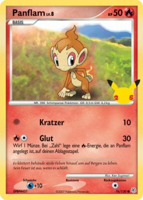 Panflam-76-130-Große-XXL-Jumbo-Pokémon-Karte-Erste-Partner-25-Jahre-Celebrations