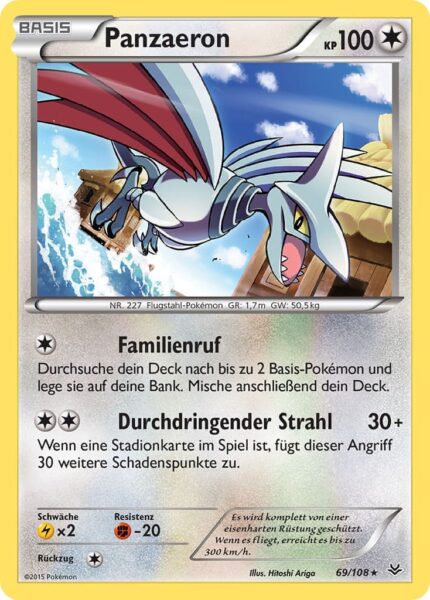 Panzaeron-69-108-XY-Drachenleuchten-Pokémon-Karte-Deutsch-TCG-Sammelkartenspiel