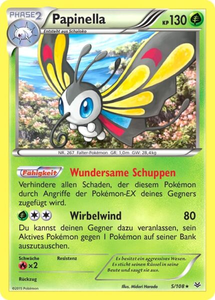 Papinella-5-108-XY-Drachenleuchten-Pokémon-Karte-Deutsch-TCG-Sammelkartenspiel
