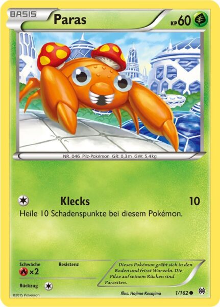 Paras-1-162-XY-TURBOstart-Pokémon-Karte-Deutsch