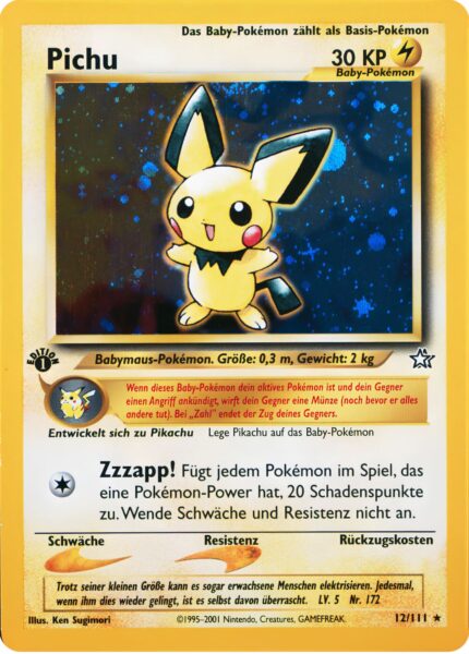 Pichu-12-111-Neo-Genesis-Holo-Baby-Pokemon-Karte-Deutsch