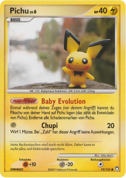 Pichu-93-123-Diamant-Perl-Geheimnisvolle-Schätze-Baby-Pokémon-Karte-Deutsch-TCG-Sammelkartenspiel