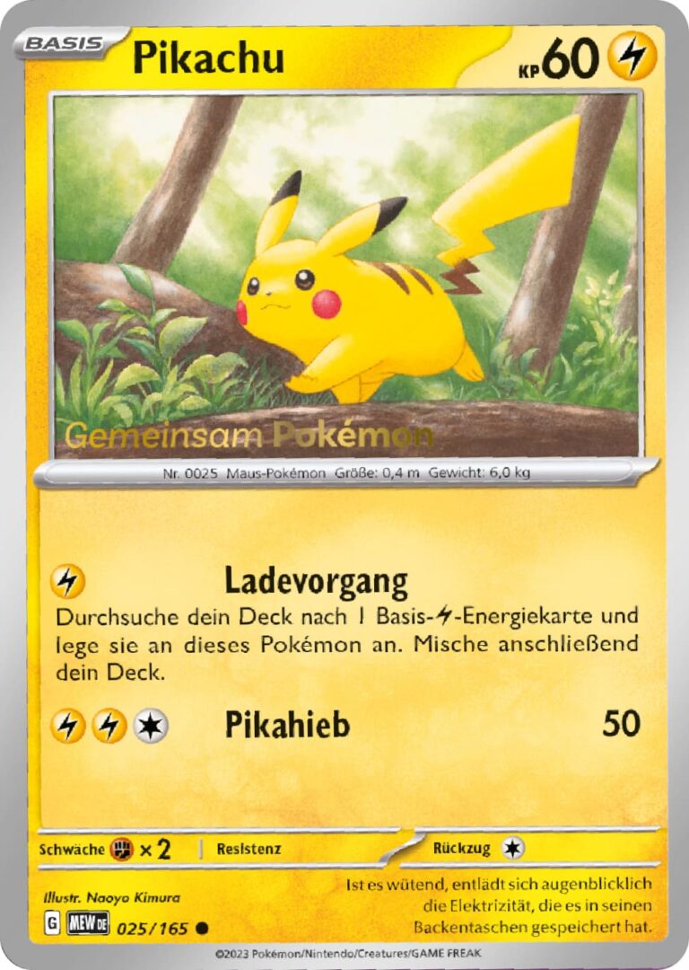 Pikachu-025-165-Karmesin-Purpur-151-Gemeinsam-Pokémon-Post-Promo-Karte