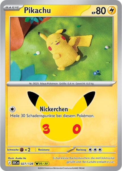 Pikachu-027-128-05-30-Jahre-Jubiläum-30th-Celebration-Pokémon-Karte-Deutsch