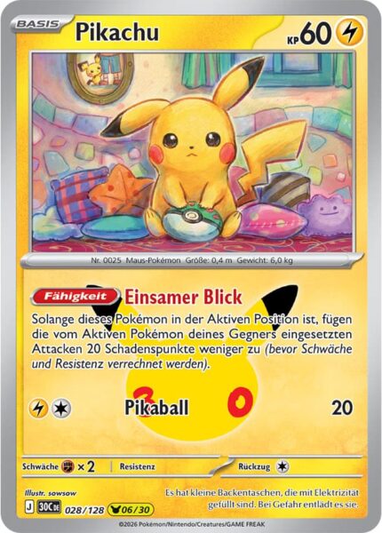 Pikachu-028-128-30C-30-Jahre-Jubiläum-30th-Celebration-Set-Erweiterung-Pokémon-Karte-Deutsch