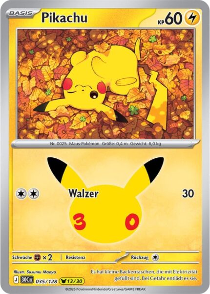 Pikachu-035-128-13-30-Jahre-Jubiläum-30th-Celebration-Pokémon-Karte-Deutsch