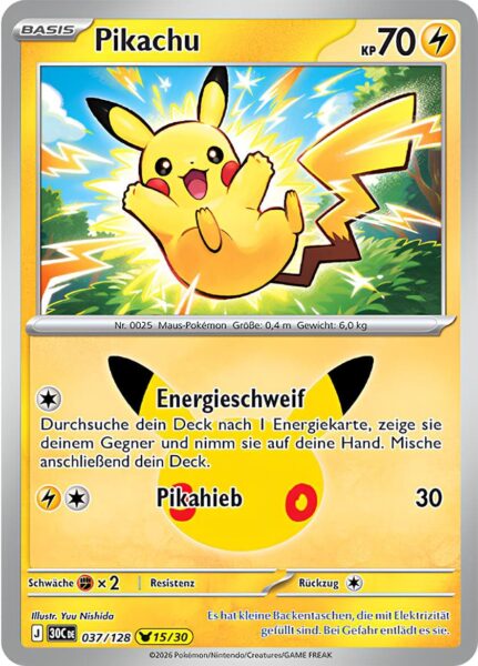 Pikachu-037-128-30C-30-Jahre-Jubiläum-Set-Erweiterung-Pokémon-Karte-Deutsch