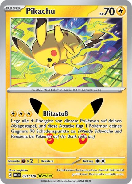 Pikachu-051-128-29-30-Jahre-Jubiläum-30th-Celebration-Pokémon-Karte-Deutsch