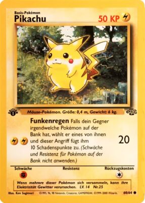Pikachu-60-64-1st-Edition-Dschungel-okemon-Karte-Deutsch