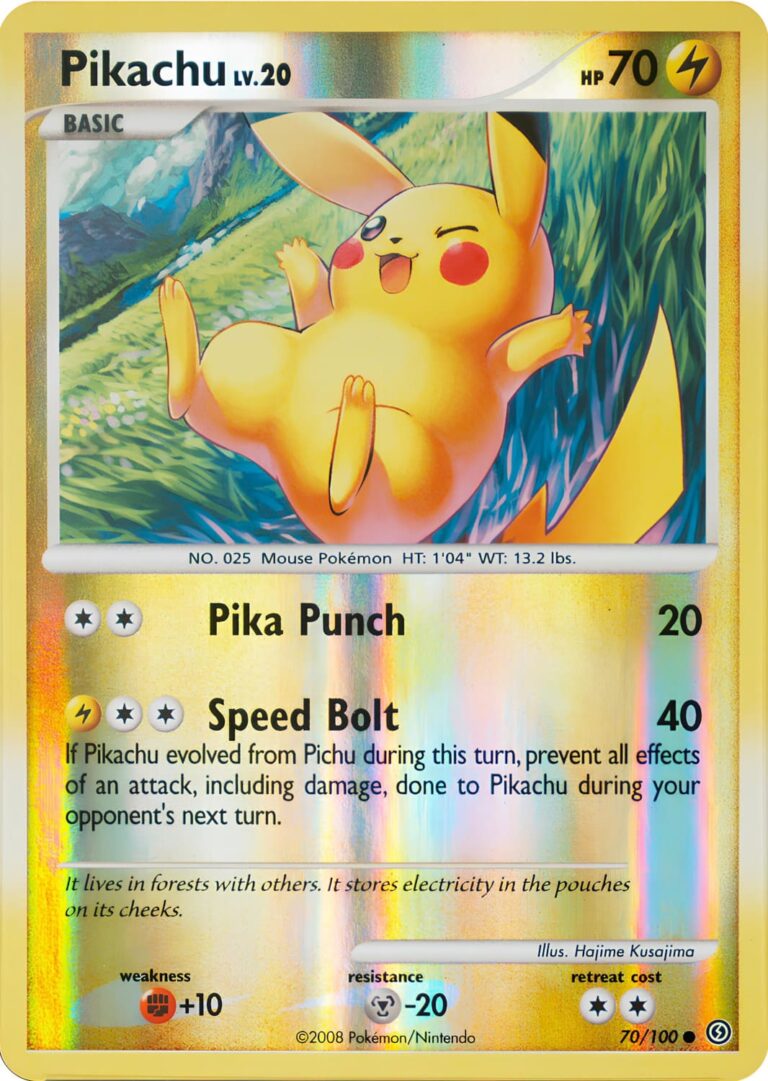 Pikachu-70-100-Diamant-Perl-Sturmtief-Stormfront-Reverse-Holo-Pokemon-Karte-TCG-2008