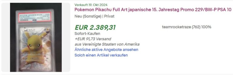 Pikachu-Full-Art-229-PSA-10-Top-Verkäufe-Höchstpreise-ebay-2024