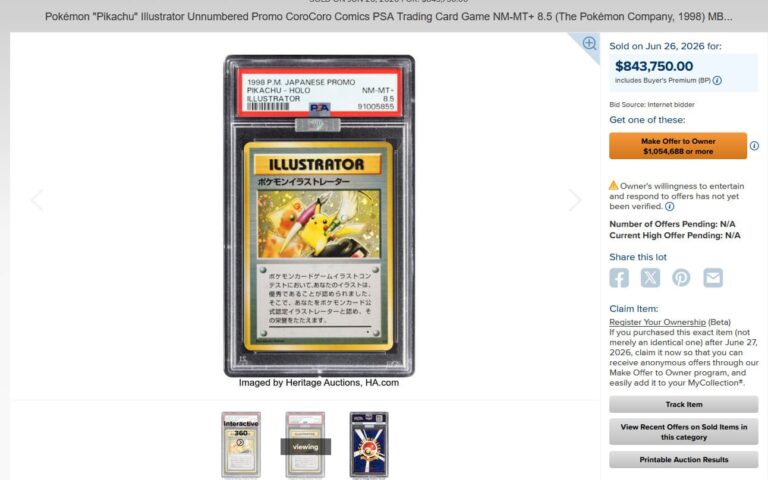 Pikachu-Illustrator-Holo-Promo-Pokemon-Karte-PSA-8.5-TCG-1998-Top-Verkäufe-Rekordpreise-2026