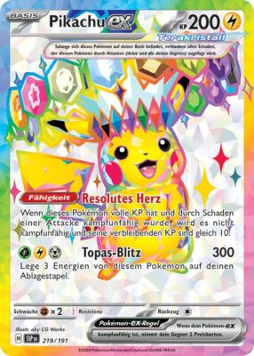 Pikachu-ex-219-191-SSP-DE-Karmesin-Purpur-Stürmische-Funken-Full-Art-Stellar-Terakristall-Pokémon-Karte-Deutsch-TCG