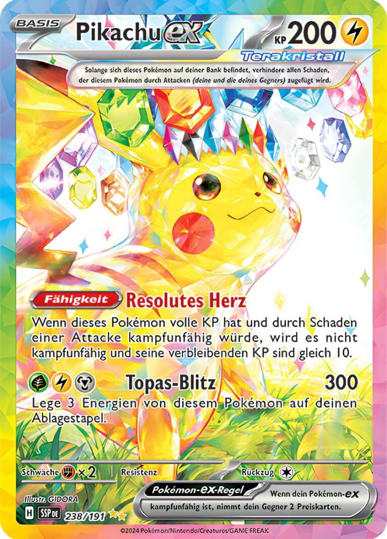 Pikachu-ex-238-191-SSP-DE-Karmesin-Purpur-Stürmische-Funken-Special-Illustration-Rare-Terakristall-Stellar-Pokémon-Karte-Deutsch