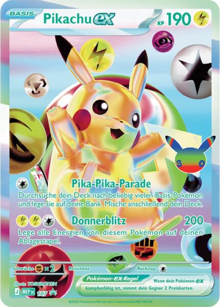 Pikachu-ex-MEP-107-30-Jahre-Promo-Pokémon-Karte-Deutsch