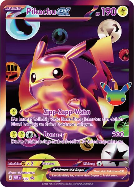 Pikachu-ex-MEP-109-30-Jahre-Promo-Pokémon-Karte-Deutsch