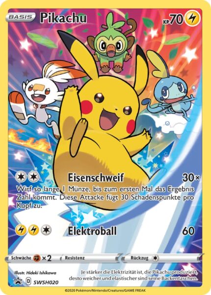 Pikachu SWSH020 Black Star Promo Pokémon Karte aus der Schwert & Schild Figuren Kollektion