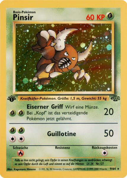 Pinsir-9-64-1st-Edition-Dschungel-Holo-Pokemon-Karte-Deutsch