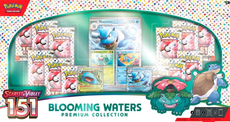 Pokemon-151-Blooming-Waters-Premium-Collection-Kollektion-Box-Karmesin-Purpur-TCG-Front