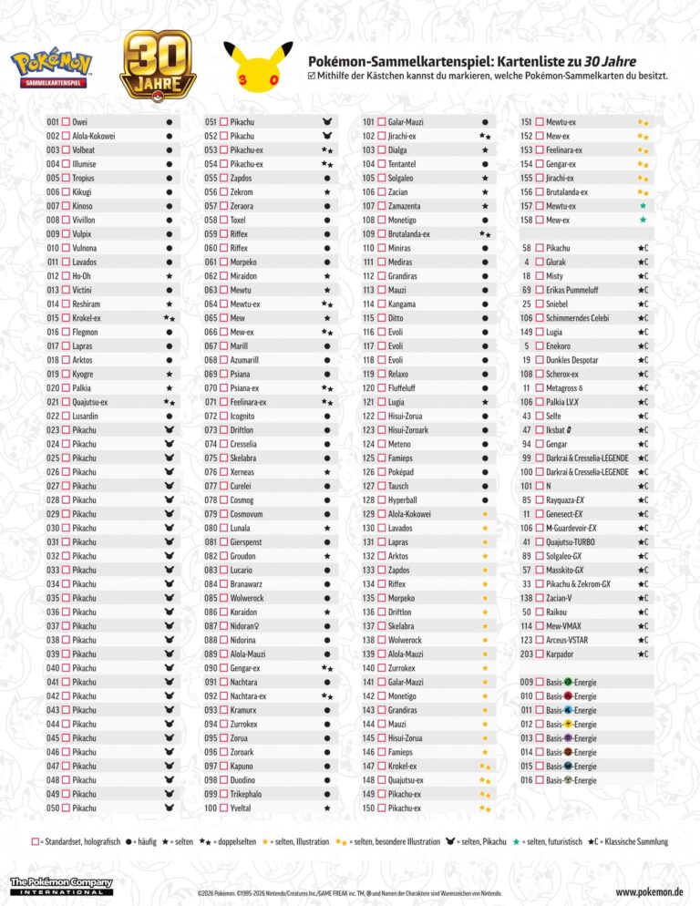 Pokémon-30-Jahre-30th-Celebration-Checkliste-Karten-PDF-Deutsch