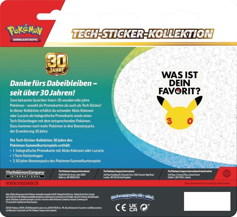 Pokémon-30-Jahre-30th-Celebration-Tech-Sticker-Kollektion-Alola-Kokowei-Deutsch-TCG-Jubiläum-1