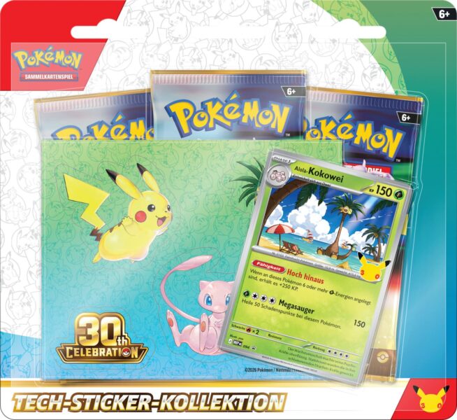Pokémon-30-Jahre-30th-Celebration-Tech-Sticker-Kollektion-Alola-Kokowei-Deutsch-TCG-Jubiläum