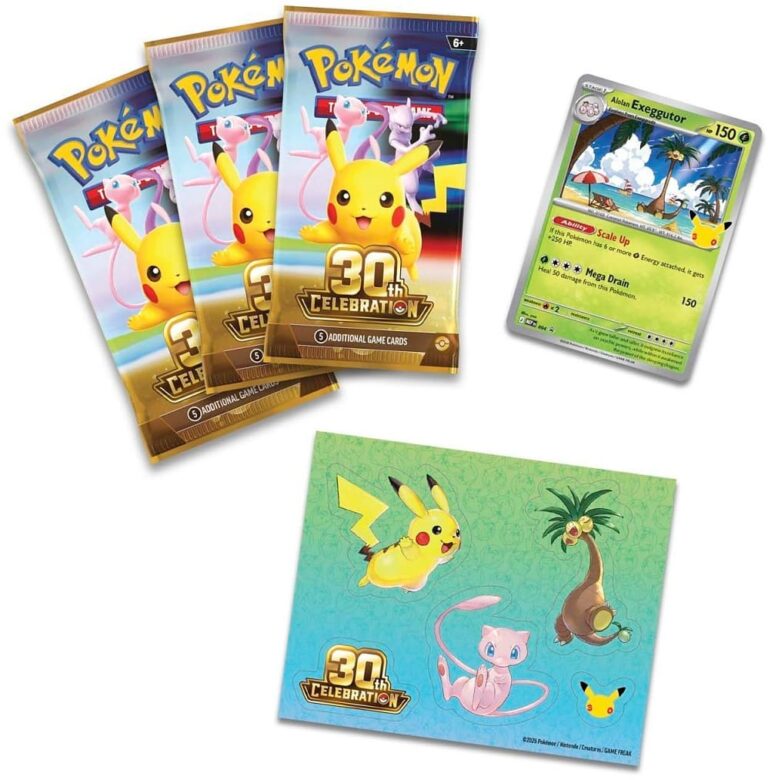 Pokémon-30-Jahre-30th-Celebration-Tech-Sticker-Kollektion-Collection-Alola-Kokowei-Inhalt-TCG-Jubiläum