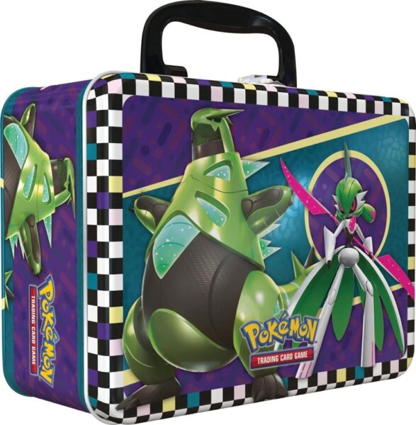 Pokémon-Back-to-School-Schule-Tin-Box-Iron-Thorns-Eisendorn-Iron-Valiant-Eisenkrieger-2024-Sammelkoffer