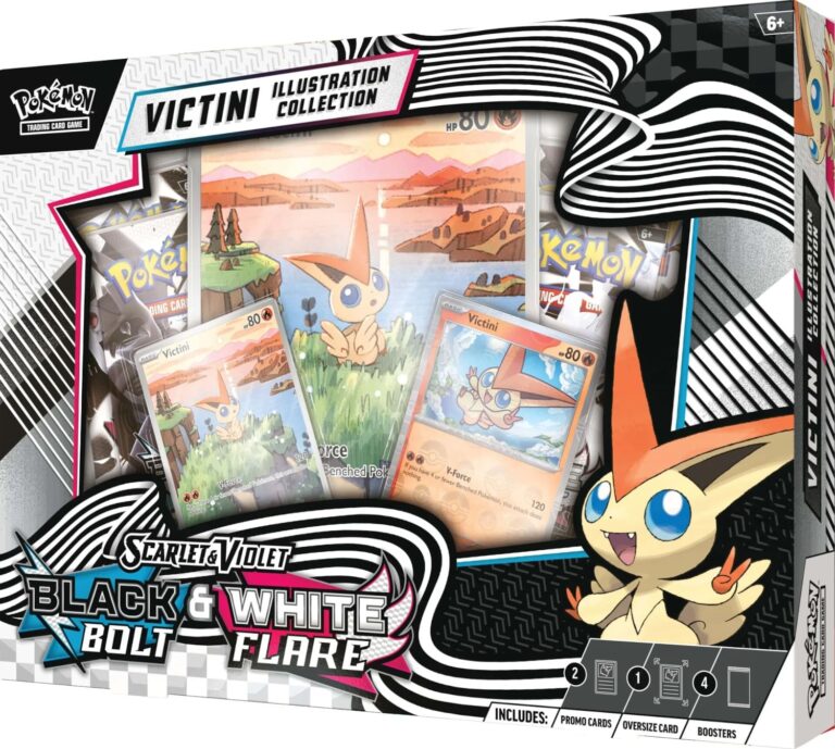 Pokémon-Black-Bolt-White-Flare-Schwarze-Blitze-Weiße-Flammen-Illustration-Collection-Box-Victini-Englisch