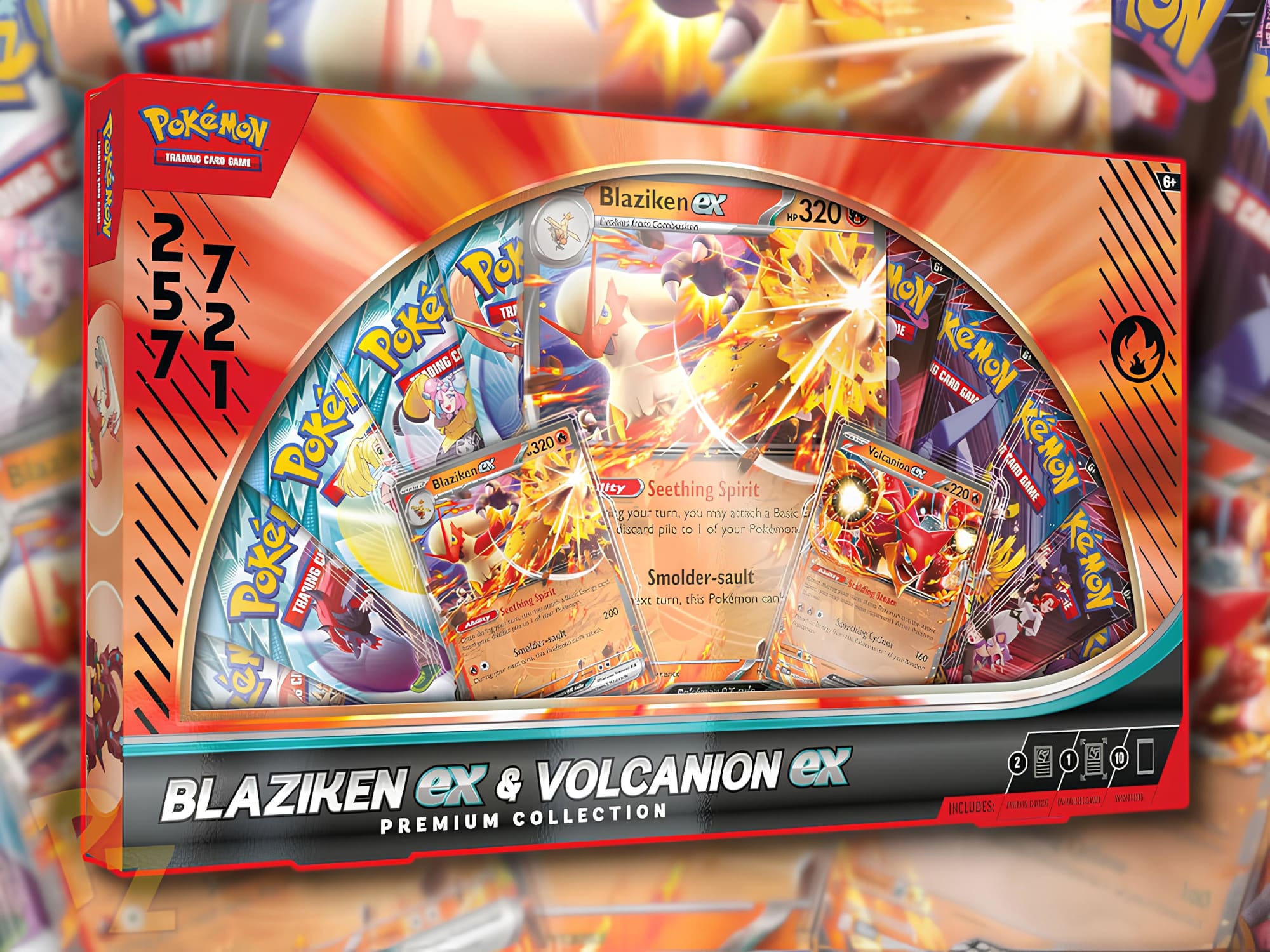 Pokémon-Blaziken-Lohgock-ex-Volcanion-ex-Premium-Collection-Kollektion-Box-TCG-Sammelkartenspiel-Englisch-2025