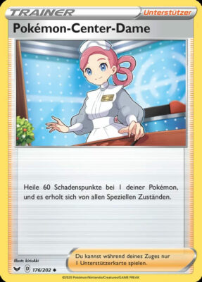 Pokemon-Center-Dame-176-Schwert-Schild-Pokémon-Karte