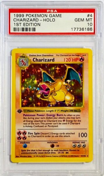 Pokémon-Charizard-Glurak-4-102-Base-Set-1st-Edition-PSA-10-Englisch-Sammelkarte
