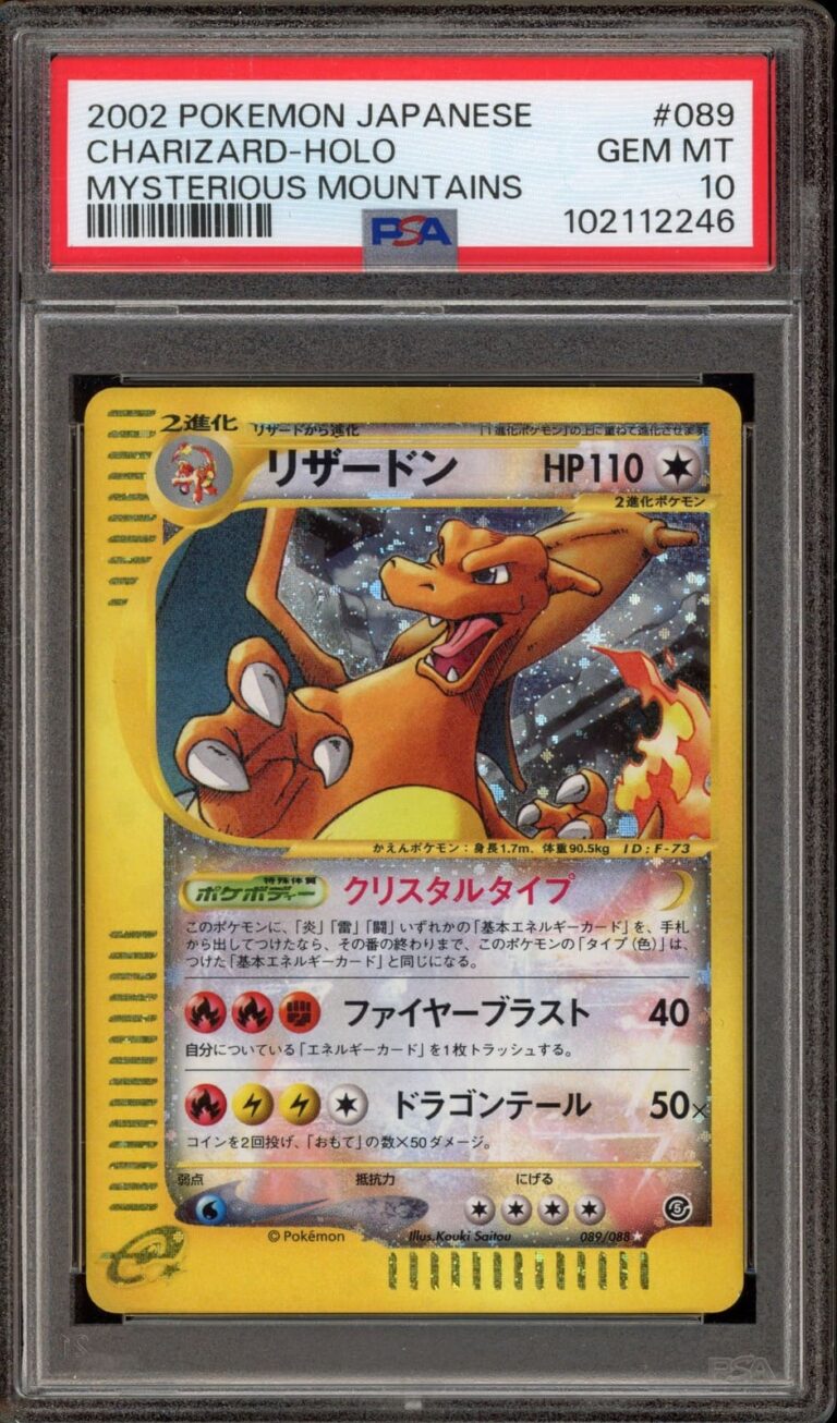 Pokémon-Crystal-Charizard-Kristall-Glurak-089-Mysterious-Mountains-Japan-TCG-PSA-10-Karte
