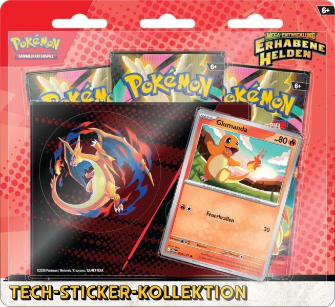 Pokémon-Erhabene-Helden-Tech-Sticker-Kollektion-Glumanda-Deutsch