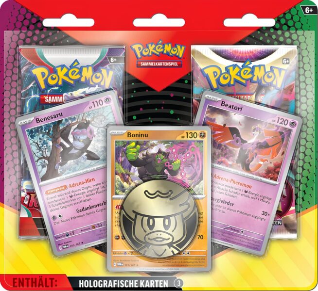 Pokémon-Erweiterter-2-Pack-Booster-Blister-Benesaru-Beatori-Boninu-TCG-Sammelkartenspiel-2025