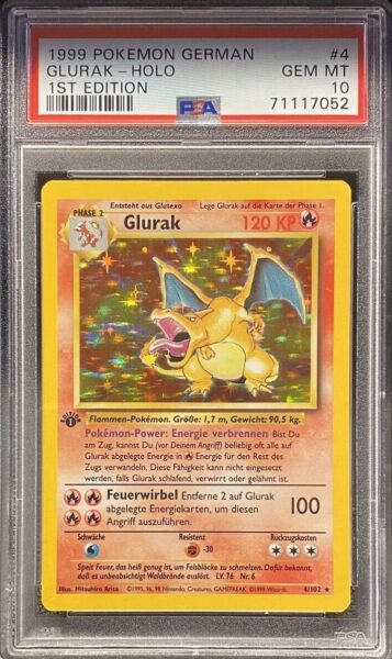 Pokémon-Glurak-4-102-Base-Set-1st-Edition-PSA-10-German-Deutsch-Sammelkarte