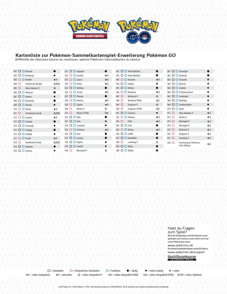 Pokémon GO_Kartenliste