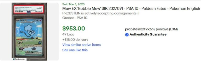 Pokémon-Illustrationskarten-steigen-im-Wert-Mew-ex-Paldean-Fates-PSA-10