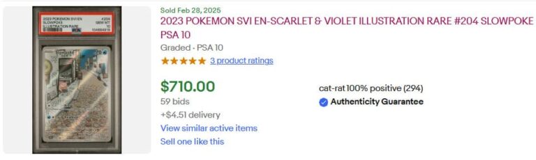 Pokémon-Illustrationskarten-steigen-im-Wert-Slowpoke-Flegmon-Scarlet-Violet-PSA-10