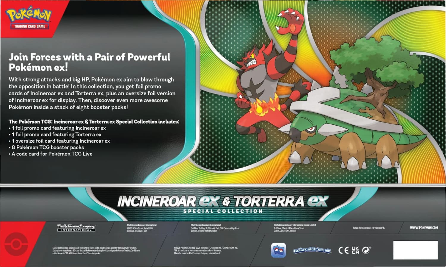 Pokémon TCG – Incineroar Ex & Torterra Ex Special Collection Box – Factory Sealed – English